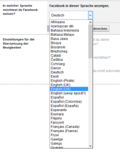 Facebook language settings step four