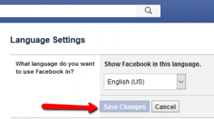 Facebook language settings step five